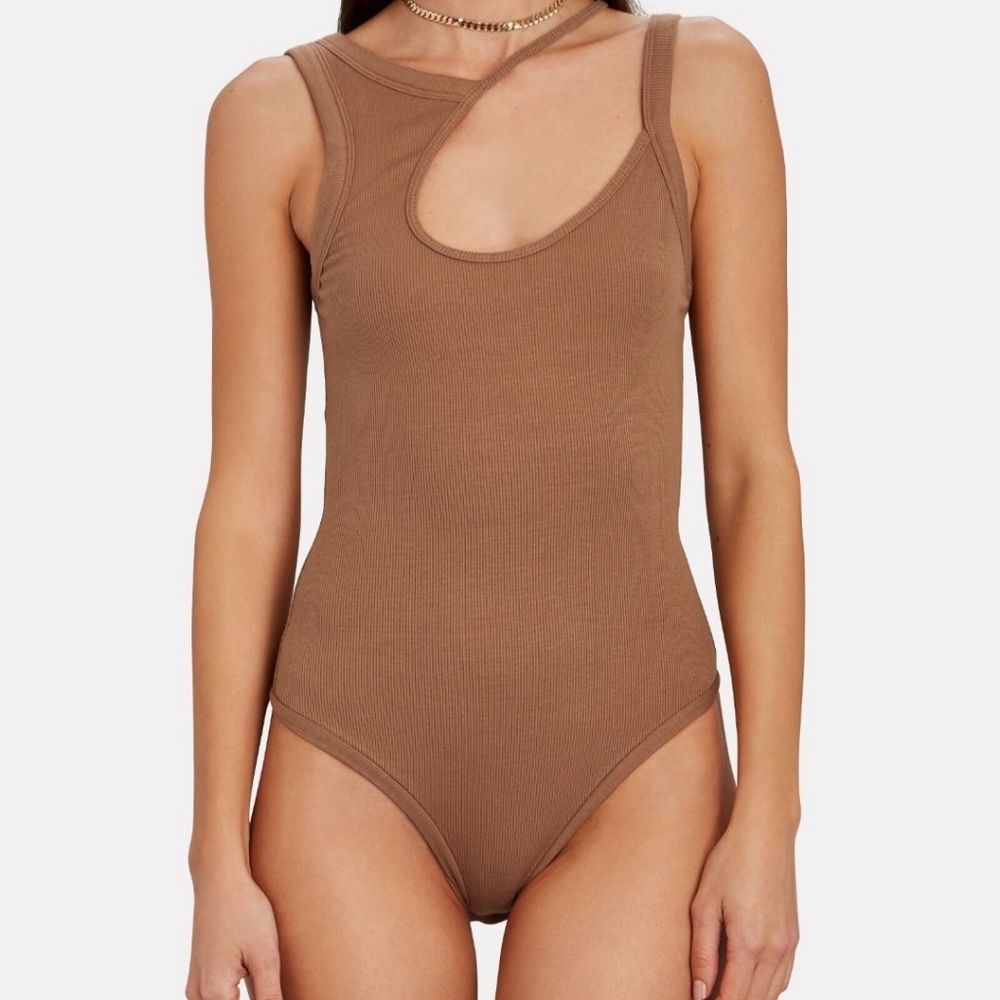 ALIX NYC ALLEN ASYMMETRICAL Rib Knit Bodysuit Size M